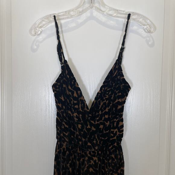Revolve Blu Moon Velvet Burnout Dress Leopard Print Black Brown Wrap Maxi S - Picture 2 of 5